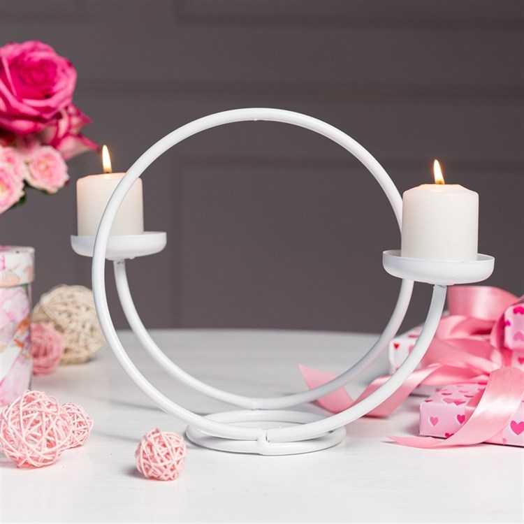 Кованый подсвечник настольный на две свечи 603-02 - фото 236745