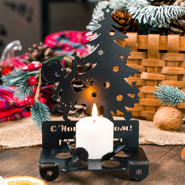 Подсвечник металлический Елочка для одной свечи - фото 239495