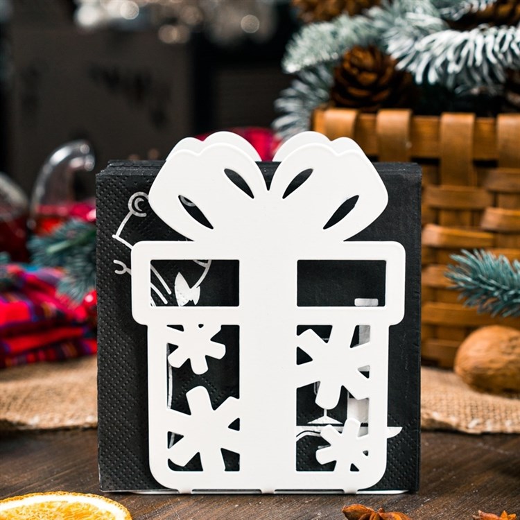 Подставка под салфетки металлическая Подарок - фото 239538