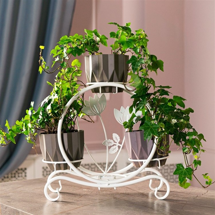 Кованая подставка на подоконник для четырех цветов 41-015 - фото 240010