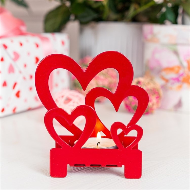 Подсвечник Сердечки подарочный из металла - фото 241601