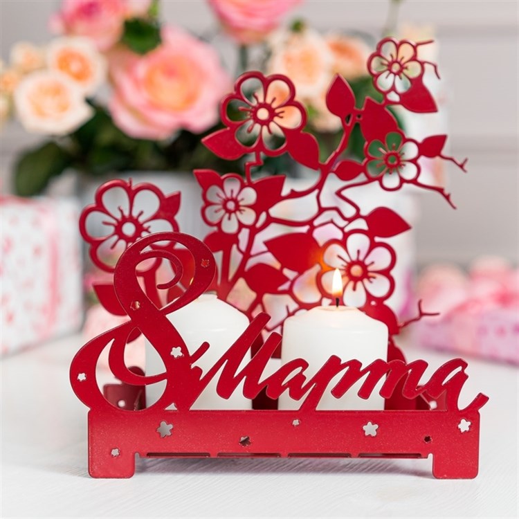 Подсвечник 8 Марта декоративный настольный - фото 241658