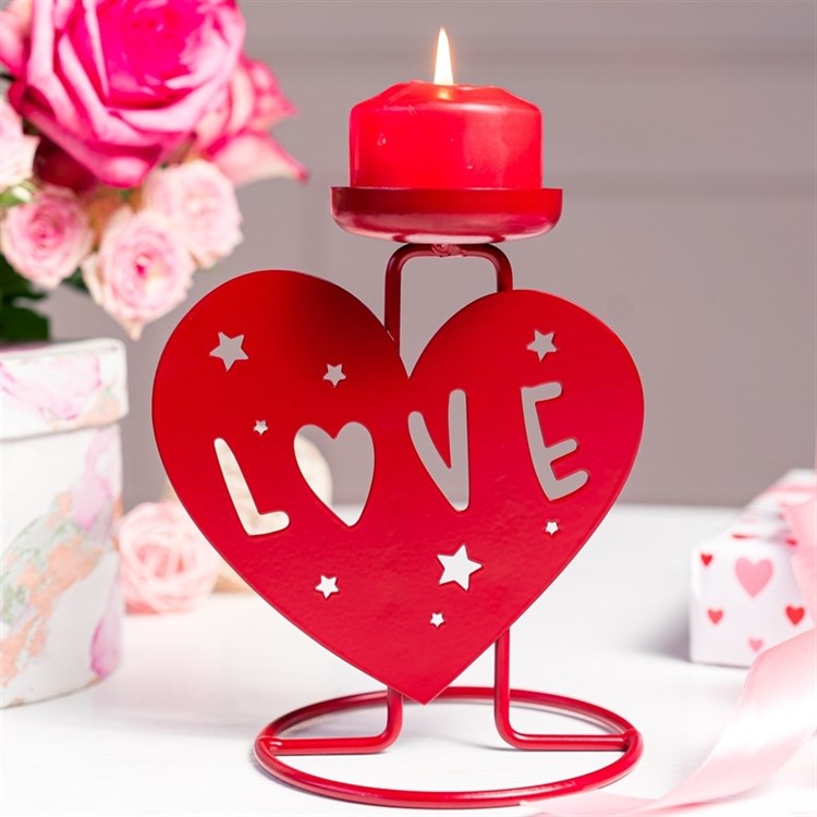 Подсвечник LOVE декоративный настольный на одну свечу - фото 242299