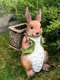 Садовые фигуры для дачи и огорода кролик с кашпо - фото 220027