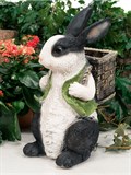 Садовые фигуры для дачи и огорода кролик с кашпо - фото 220055