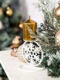 Подсвечник новогодний металлический для свечи Снежинка - фото 223371