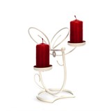 Подсвечник кованый на две свечи Мышка цв.белый - фото 237284