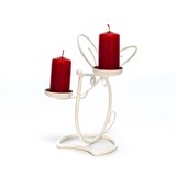 Подсвечник кованый на две свечи Мышка цв.белый - фото 237285