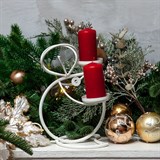 Подсвечник кованый на две свечи Мышка цв.белый - фото 237286