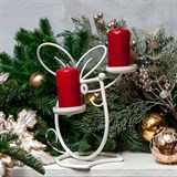 Подсвечник кованый на две свечи Мышка цв.белый - фото 237287