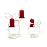 Подсвечник кованый на две свечи Мышка цв.белый - фото 237290