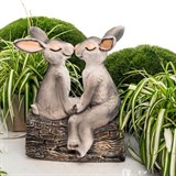 Фигура для сада Зайцы U09080-Gray полистоун высота 36см - фото 238176