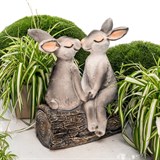 Фигура для сада Зайцы U09080-Gray полистоун высота 36см - фото 238177