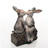 Фигура для сада Зайцы U09080-Gray полистоун высота 36см - фото 238179
