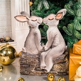 Фигура для сада Зайцы U09080-Gray полистоун высота 36см - фото 238180