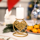 Кованый подсвечник Сердце  на одну свечу цвет золото - фото 238788