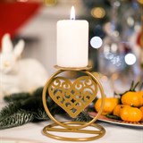 Кованый подсвечник Сердце  на одну свечу цвет золото - фото 238789