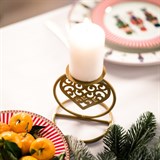 Кованый подсвечник Сердце  на одну свечу цвет золото - фото 238790