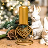 Кованый подсвечник Сердце  на одну свечу цвет золото - фото 238791