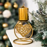 Кованый подсвечник Сердце  на одну свечу цвет золото - фото 238794