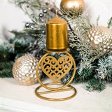 Кованый подсвечник Сердце  на одну свечу цвет золото - фото 238795