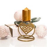 Кованый подсвечник Сердце  на одну свечу цвет золото - фото 238798