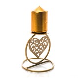 Кованый подсвечник Сердце  на одну свечу цвет золото - фото 238804