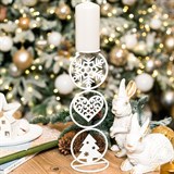 Подсвечник Снежная зима на одну свечу белый из металла - фото 238843