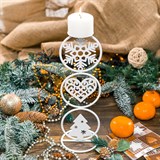 Подсвечник Снежная зима на одну свечу белый из металла - фото 238844