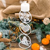 Подсвечник Снежная зима на одну свечу белый из металла - фото 238845