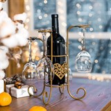 Подставка для бутылки и бокалов 210-003 из металла - фото 239460