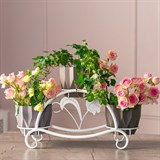 Кованая подставка на подоконник для трех цветов 41-017 - фото 240031