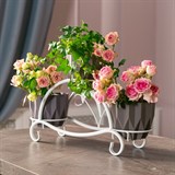 Кованая подставка на подоконник для трех цветов 41-017 - фото 240033