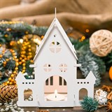 Подсвечник Дом цвет белый для одной чайной свечи - фото 240874