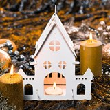 Подсвечник Дом цвет белый для одной чайной свечи - фото 240875