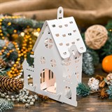 Подсвечник Дом цвет белый для одной чайной свечи - фото 240877