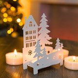 Подсвечник Домик в лесу декор металлический - фото 240883