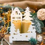 Подсвечник Домик в лесу декор металлический - фото 240884