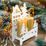 Подсвечник Домик в лесу декор металлический - фото 240885