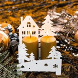 Подсвечник Домик в лесу декор металлический - фото 240886