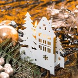 Подсвечник Домик в лесу декор металлический - фото 240888