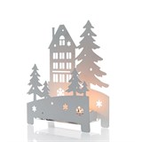 Подсвечник Домик в лесу декор металлический - фото 240891