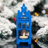 Подсвечник Синий домик для одной свечи из металла - фото 240947