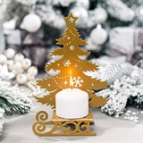 Подсвечник декоративный Ёлочка на санках для одной свечи - фото 240970