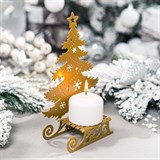 Подсвечник декоративный Ёлочка на санках для одной свечи - фото 240971
