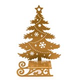 Подсвечник декоративный Ёлочка на санках для одной свечи - фото 240972