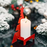 Подсвечник для праздника Ёлочка цвет красный для одной свечи - фото 241362
