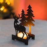 Подсвечник декоративный Олень в лесу металлический - фото 241400