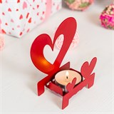 Подсвечник Красное сердце для одной чайной свечи - фото 241625