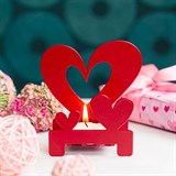 Подсвечник Красное сердце для одной чайной свечи - фото 241629